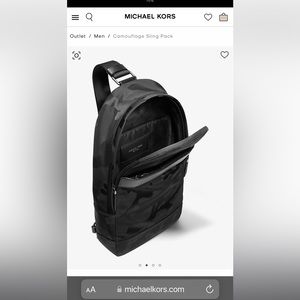 Michael Kors black camouflage sling pack